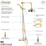 Coventry Brassworks Luxury 1/2" Exposed Thermostatic Shower System with 8" Shower Head, Built In Diverter, and Standard Hand Shower with Lever Handle