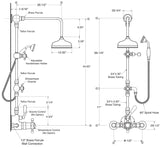 Coventry Brassworks Luxury 3/4" Exposed Thermostatic Shower System with 12" Shower Head, Diverter, and Ceramic Handheld Shower with Cross Handle