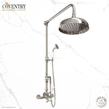 Coventry Brassworks Luxury 3/4" Exposed Thermostatic Shower System with 12" Shower Head, Diverter, and Ceramic Handheld Shower with Cross Handle