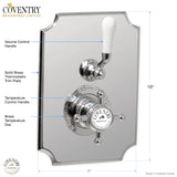 Coventry Brassworks Concealed Thermostatic System with 12" Shower Head, 24" Slide Bar, and Standard Hand Shower with Shut-Off with Cross Handle