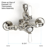 Butler Mill and Brassworks 1/2" Exposed Thermostatic Shower System with 8" Shower Head, Diverter, and Ceramic Handheld Shower