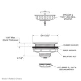 3-1/2" Twist Lock Wing Nut Kitchen Basket Strainer