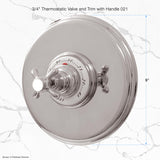 Deluxe 3/4" Concealed Thermostatic Shower System with 8" Rainhead Shower Head and Arched Shower Arm