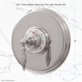 Deluxe 3/4" Concealed Thermostatic Shower System with 8" Rainhead Shower Head and Arched Shower Arm