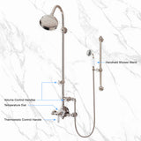 Ultra Luxury Exposed Thermostatic Shower System with 8" Shower Head, Handheld Shower, and Slidebar
