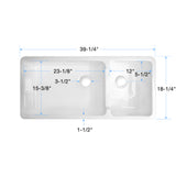 Italian Handmade Ceramic Farmhouse White Double Sink