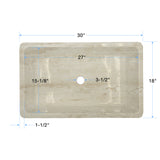 Italian Handmade Ceramic Farmhouse Sink in Travertine Appearance