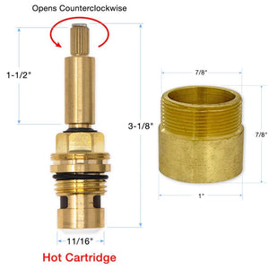 Coventry Brassworks 1/2" Volume Control Cartridge and Adapter Bushing 88.30.261, Butler Mill 1/2" Volume Control Cartridge and Adapter Bushing 18.30.261