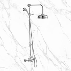 Butler Mill and Brassworks 1/2" Exposed Thermostatic Shower System with 8" Shower Head, Diverter, Metal Hand Shower, and Lever Handles