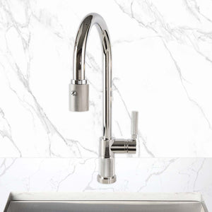 Coventry Brassworks Como Industrial Single-Hole Gooseneck Kitchen Faucet with Magnetic Connector