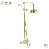 Coventry Brassworks Luxury 1/2" Exposed Thermostatic Shower System with 8" Shower Head, Diverter, and Ceramic Hand Shower with Cross Handle