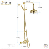 Coventry Brassworks Luxury 1/2" Exposed Thermostatic Shower System with 8" Shower Head, Built In Diverter, and Standard Hand Shower with Lever Handle