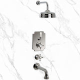 Coventry Brassworks Concealed Thermostatic System with 12" Shower Head and Wall Mount Tub Spout with Cross Handle