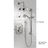 Coventry Brassworks Concealed Thermostatic System with 12" Shower Head, 24" Slide Bar, and Standard Hand Shower with Shut Off with Offset Ceramic Levers