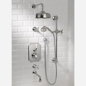 Coventry Brassworks Concealed Thermostatic System with 12" Shower Head, 24" Slide Bar, Standard Hand Shower, Tub Spout, Shut Offs with Cross Handle