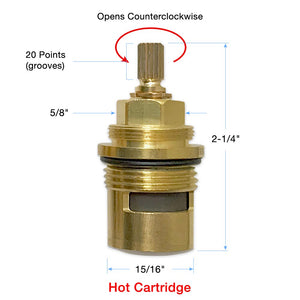3/4" Quarter Turn Ceramic Cartridge Hot 20 Point 88.30.011