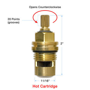 1/2" Quarter Turn Ceramic Cartridge Hot 20 Point 88.30.036