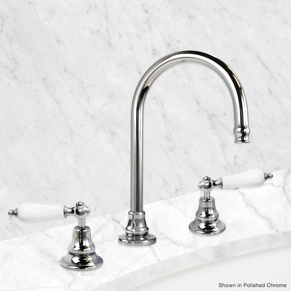 Curved Lavatory Faucet with Ceramic Lever Handle