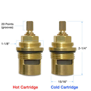 Bundle of 3/4" Quarter Turn Hot and Cold 20 Point Cartridges 88.30.011 and 88.30.010