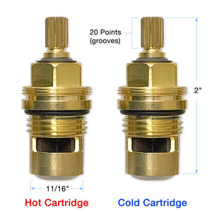 Bundle of Hot and Cold 1⁄2” Quarter Turn 20 Point Cartridges 88.30.036 and 88.30.035