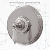 Deluxe 3/4" Concealed Thermostatic Shower System with 8" Rainhead Shower Head and Arched Shower Arm